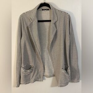 Black and White Striped Blazer Style Cardigan